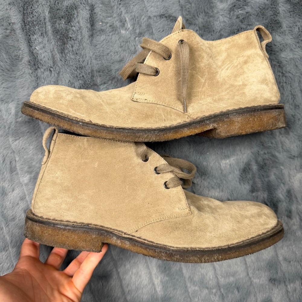 Vince Mens Tan Suede Desert Chukka Boots Made in Italy Crepe Sole 12M